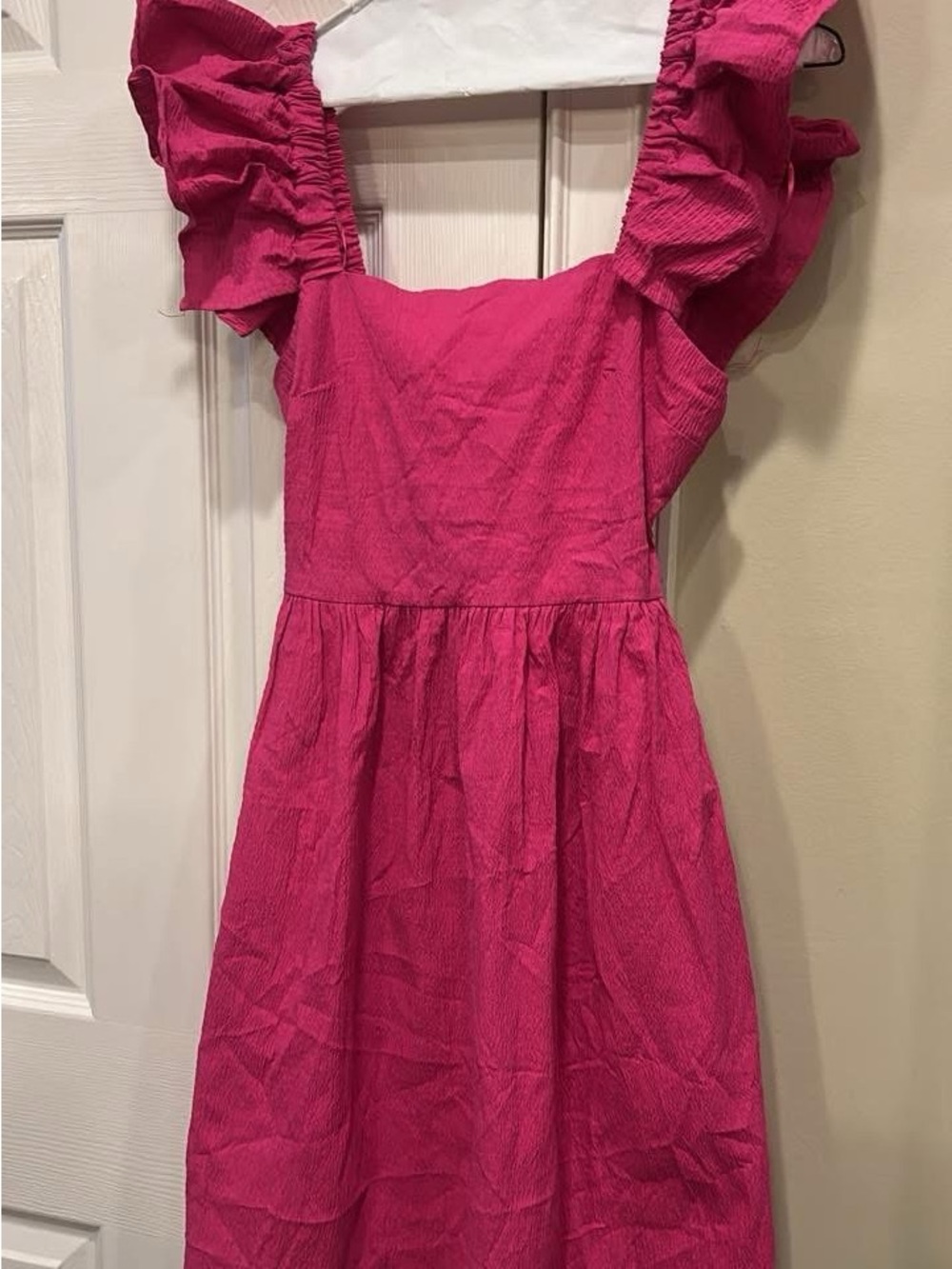 NWT Francesca's Collections XS Hot Pink Ruffle Tie back bow Dress